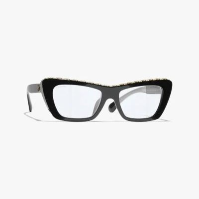Chanel Butterfly Blue Light Glasses In Black