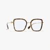 Chanel Butterfly Blue Light Glasses In Gold & Tortoise 