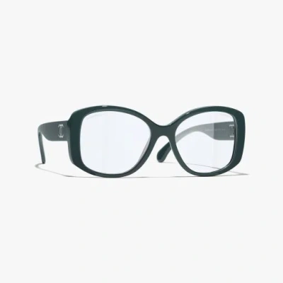 Chanel Butterfly Blue Light Glasses In Green