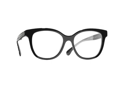 Pre-owned Chanel Butterfly Eyeglasses 53mm In Black/gold (3442 C622)