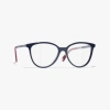 Chanel Butterfly Eyeglasses In Navy Blue & Burgundy 