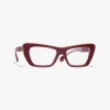 Chanel Butterfly Eyeglasses In Red & Brown 