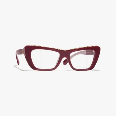 Chanel Butterfly Eyeglasses In Red & Brown 