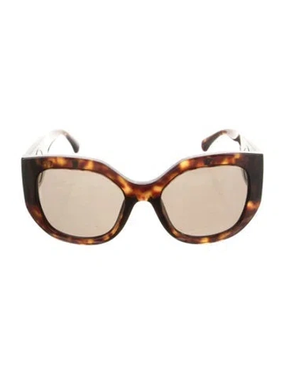 Pre-owned Chanel Butterfly Interlocking Cc Logo Sunglasses In Brown