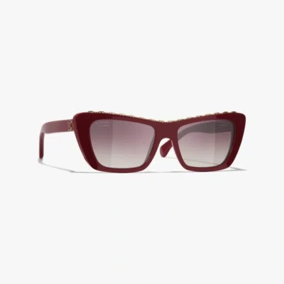 Chanel Butterfly Sunglasses In Burgundy