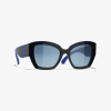Chanel Butterfly Sunglasses In Black & Blue 