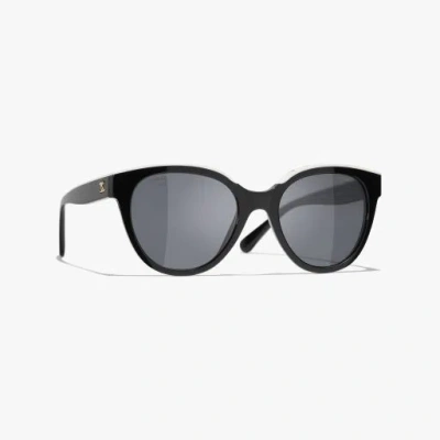 Chanel Butterfly Sunglasses In Black & White