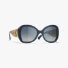 Chanel Butterfly Sunglasses In Blue & Gray 