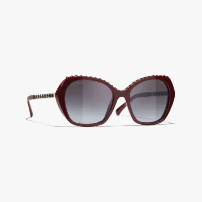 Chanel Butterfly Sunglasses In Burgundy