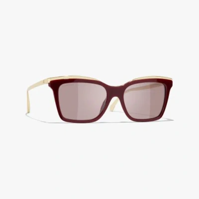 Chanel Butterfly Sunglasses In Burgundy