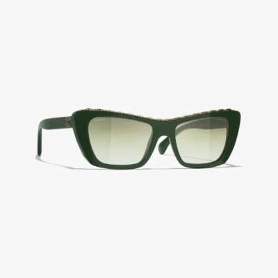 Chanel Butterfly Sunglasses In Green