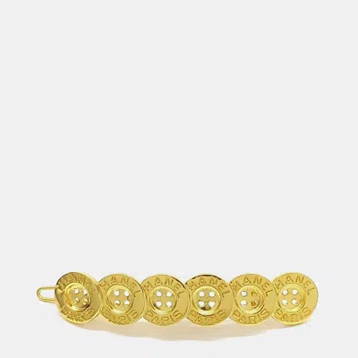 Pre-owned Chanel Button Paris Cc Gold Tone Hairpin