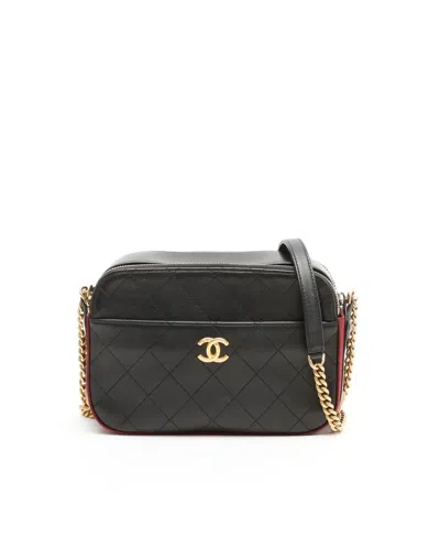 Pre-owned Chanel Button Up Camera Bag In Black