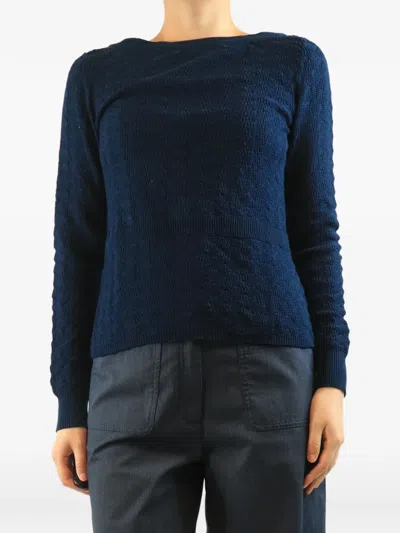 Pre-owned Chanel Button-back Long-sleeve Cardigan In Blue
