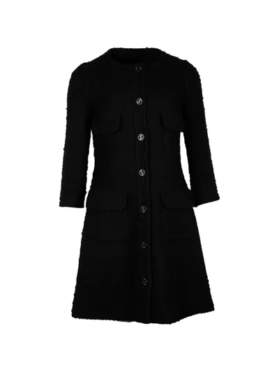 Pre-owned Chanel Button-down Quarter-sleeve Coat In Black