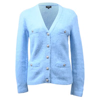 Pre-owned Chanel Buttoned Cardigan In Light Blue Cashmere