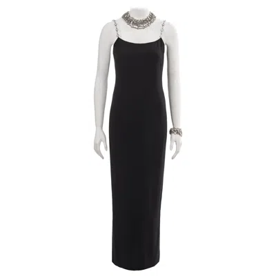 Pre-owned Chanel By Karl Lagerfeld Black Evening Dress With Crystal Jewellery Set, Ss 1998