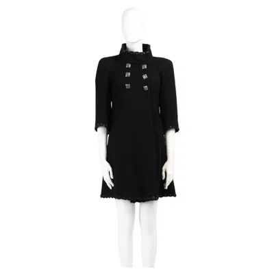 Pre-owned Chanel By Karl Lagerfeld Early 2000s Wool Bouclé Duster Coat In Black