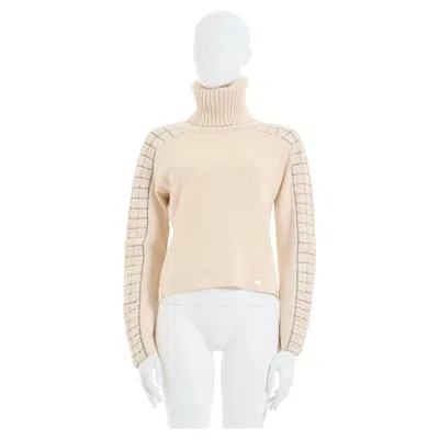 Pre-owned Chanel By Karl Lagerfeld F/w 2002 Off-white Turtleneck Sweater In Sand