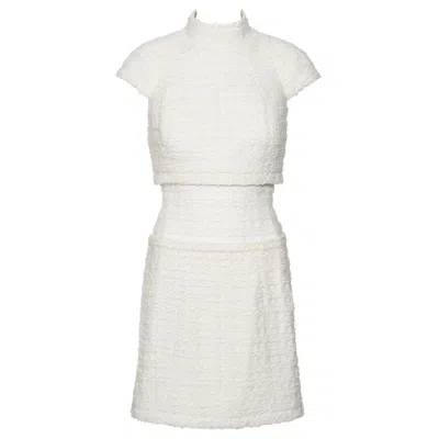 Pre-owned Chanel By Karl Lagerfeld Haute Couture White Bouclé Corseted Skirt Suit, Ss 2014