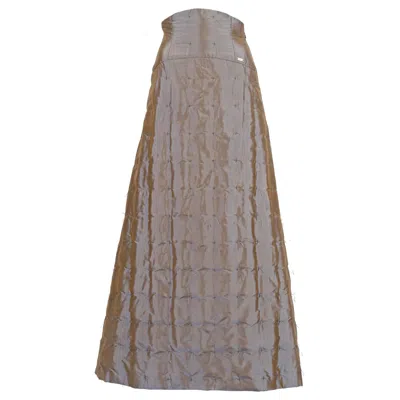 Pre-owned Chanel By Karl Lagerfeld Iridescent Taffeta Quilted Evening Maxi Skirt, Fw 1999 In Gray
