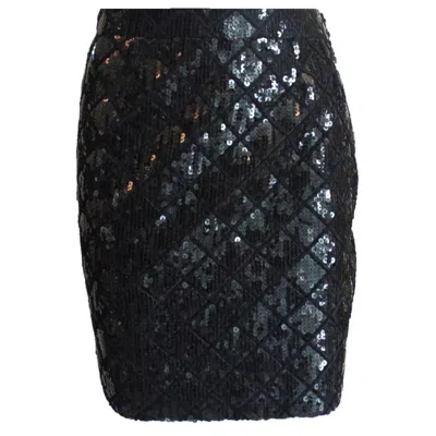 Pre-owned Chanel By Karl Lagerfeld Quilted Sequin Skirt 1989 As Seen In Met Museum Nyc 36 In Black