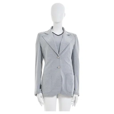 Pre-owned Chanel By Karl Lagerfeld S/s 1998 Grey Cotton Twin Set Jacket And T-shirt In Gray