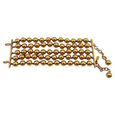 Pre-owned Chanel By Karl Lagerfeld Vintage Gold Tone Metal Beads Cuff Bracelet, 1990 In Multi