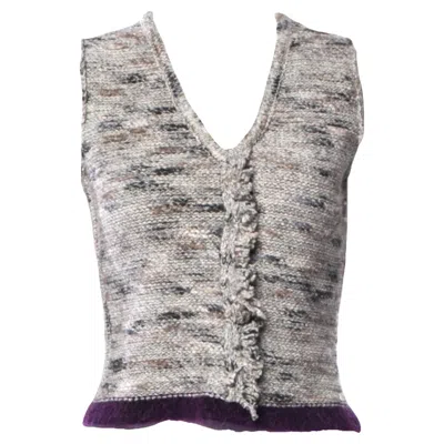Pre-owned Chanel By Karl Lagerfeld Vintage Runway F/w 1999 Sleeveless Knit Sweater Vest In Gray