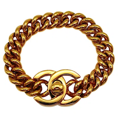 Pre-owned Chanel By Karl Lagerfeld Vintage Spring 1996 Gold Tone Turn-lock Bracelet In Multi