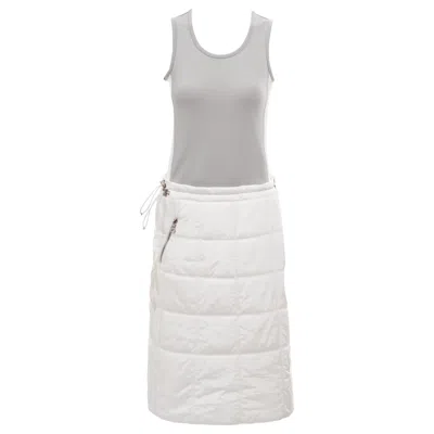 Pre-owned Chanel By Karl Lagerfeld White Quilted Nylon Skirt And Sports Vest, Ss 2001