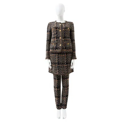 Pre-owned Chanel By Karl Lagerfield Pre-fall 2016 Tweed Set Jacket Pants Skirt And Hermes In Black