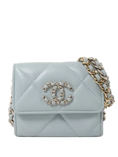 Pre-owned Chanel C19 Chain Wallet In Blue