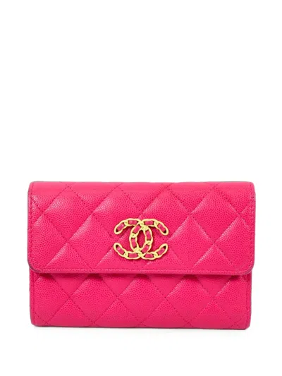 Pre-owned Chanel C19 Flap Wallet In Pink