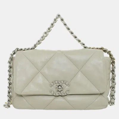 Pre-owned Chanel C19 Small Flap Bag In Gray