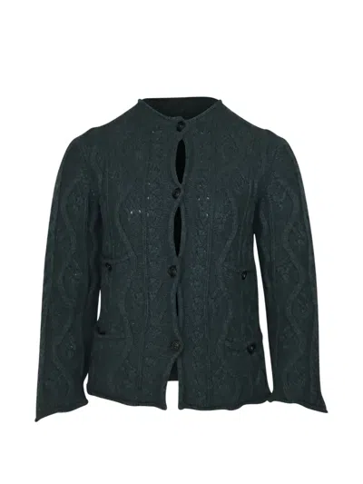 Pre-owned Chanel Cable Knit Cardigan In Green