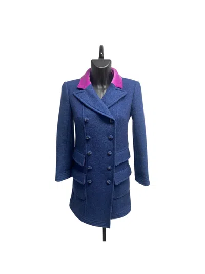Pre-owned Chanel Cachemire Blue Coat From Fw 2007 Ready To Wear Show
