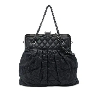 Pre-owned Chanel Calf Leather Quilted Iridescent Calfskin Chic Quilt Frame Satchel In Black