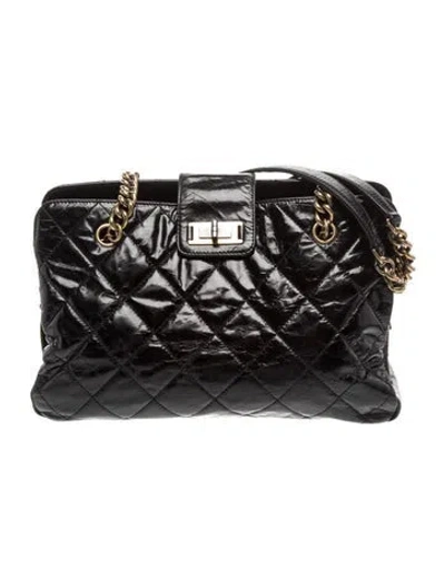 Pre-owned Chanel Calf Leather Reissue Tote In Black