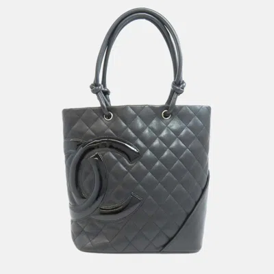 Pre-owned Chanel Calfskin Cambon Line Tote Bag In Black