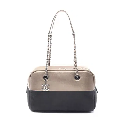 Pre-owned Chanel Calfskin Coco Mark Charm Shoulder Bag In Black