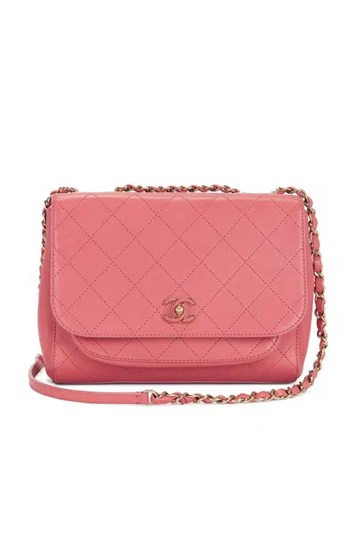 Pre-owned Chanel Calfskin Flap Bag In Pink