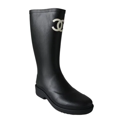 Pre-owned Chanel Calfskin High Boots Black