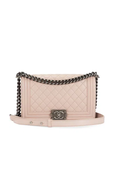 Pre-owned Chanel Calfskin Medium Boy Bag In Pink