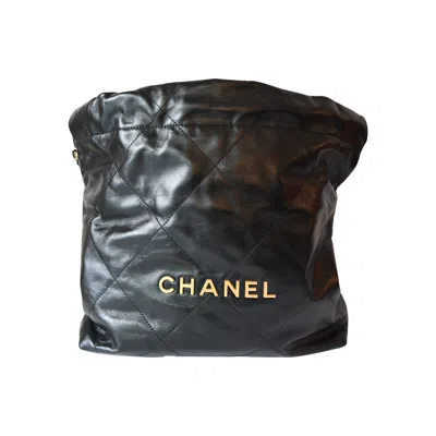 Pre-owned Chanel Calfskin Quilted 22 Hobo Tote Bag Gold Hardware Black