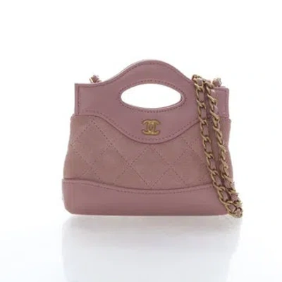 Pre-owned Chanel Calfskin Quilted 31 Shopping Bag Micro In Pink