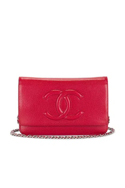Pre-owned Chanel Calfskin Timeless Wallet On Chain In Red