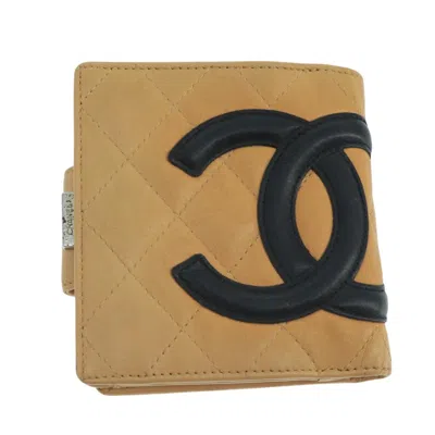 Pre-owned Chanel Cambon Bifold Wallet Leather Leather Wallets Accessory () In Sand
