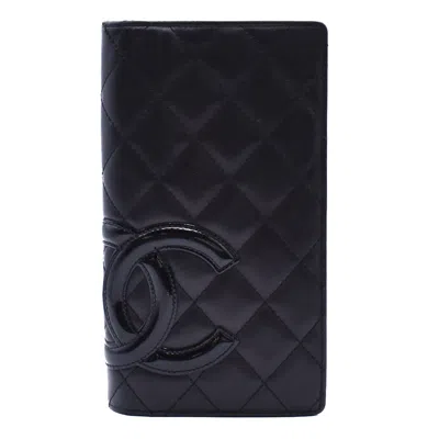 Pre-owned Chanel Cambon Bifold Wallet Quilted Lambskin Leather Wallets Accessory () In Black