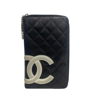 Pre-owned Chanel Cambon Black Cambon Ligne Long Wallet (bi-fold) ()